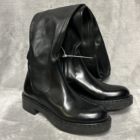 Prada Stretch Napa Moto Knee Boots Size 37 - Picture 3 of 10